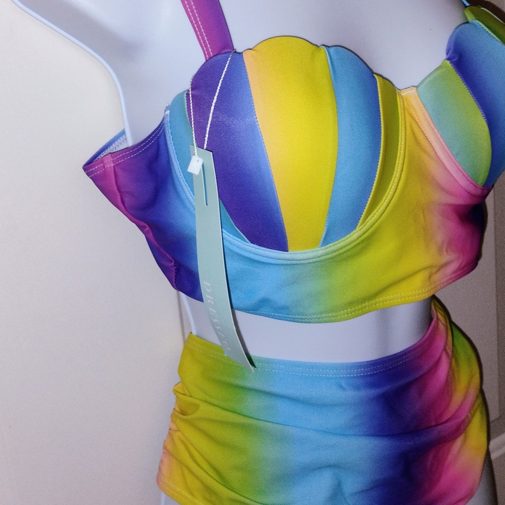DRESSFO Multicolor Striped Bikini Set - Picture 2 of 4